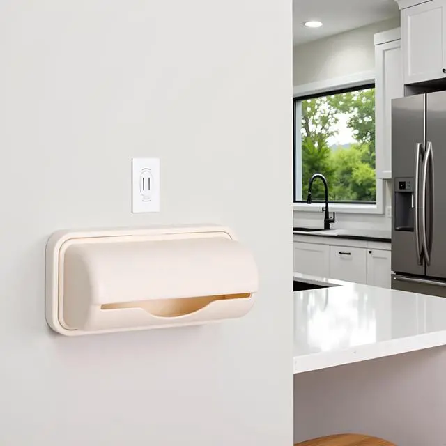 Alt view image 7 of 7 - Apricot Trash Bag Dispenser Roll Holder, Kitchen Trash Bag Dispenser Plastic Bag Holder, Wall Mount Garbage Bag Dispenser Kitchen Storage and Organization Accessories for Home Improvement