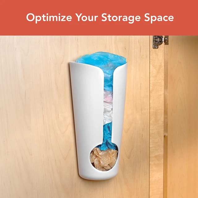 Alt view image 2 of 6 - Diversified Plastic Bag Holder, Wall Mount or Adhesive Grocery Bag Organizer, Under Sink Plastic Grocery Bag Storage & Trash Bag Organization