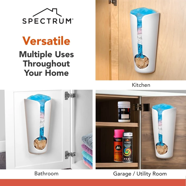 Alt view image 5 of 6 - Diversified Plastic Bag Holder, Wall Mount or Adhesive Grocery Bag Organizer, Under Sink Plastic Grocery Bag Storage & Trash Bag Organization