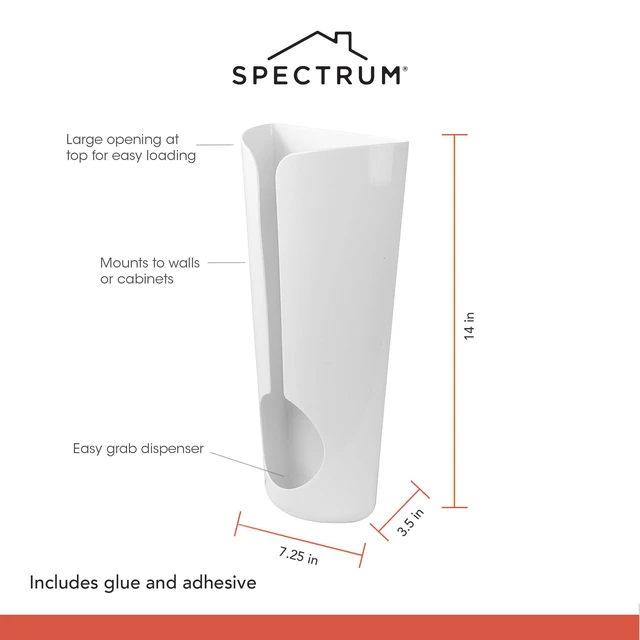 Alt view image 6 of 6 - Diversified Plastic Bag Holder, Wall Mount or Adhesive Grocery Bag Organizer, Under Sink Plastic Grocery Bag Storage & Trash Bag Organization