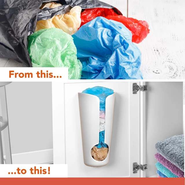 Alt view image 4 of 6 - Diversified Plastic Bag Holder, Wall Mount or Adhesive Grocery Bag Organizer, Under Sink Plastic Grocery Bag Storage & Trash Bag Organization