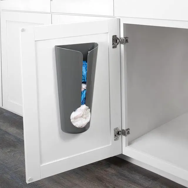 Alt view image 4 of 4 - Plastic Bag Holders for Grocery Bags Dark Gray, Wall Mount Plastic Grocery Bag Dispenser Organizer for Cabinet Doors Kitchen Storage, Under Sink Plastic Grocery Trash Recycle Bag Organization