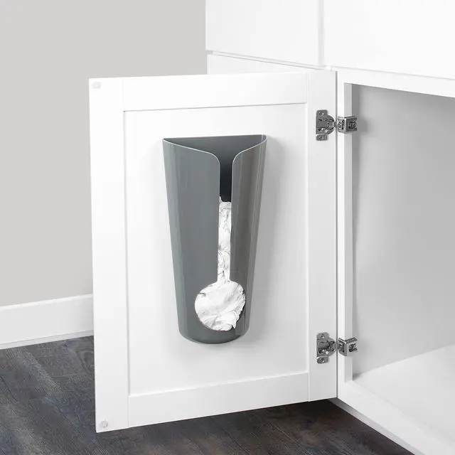 Alt view image 3 of 4 - Plastic Bag Holders for Grocery Bags Dark Gray, Wall Mount Plastic Grocery Bag Dispenser Organizer for Cabinet Doors Kitchen Storage, Under Sink Plastic Grocery Trash Recycle Bag Organization