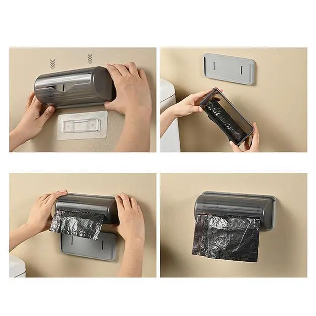 Alt view image 6 of 7 - Trash Bag Dispenser Wall Mounted,Plastic Bag Roll Holder,Garbage Bag Holder Cabinet,Kitchen Trash Can Liner Organizers, White