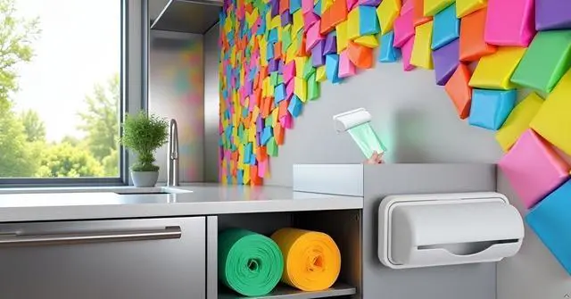 Alt view image 4 of 7 - Gray Wall Mounted Trash Bag Dispenser, Small Trash Bags Containers, Kitchen Organization Accessories, Plastic Bag Storage Holder, Extractable Garbage Bag Storage Box, Adhesive Garbage Boxes