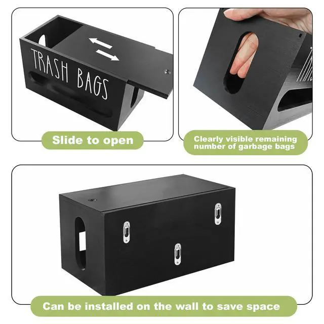 Alt view image 3 of 7 - Wooden Trash Bag Dispenser Organizer with Lid for Kitchen,Under Sink Holder