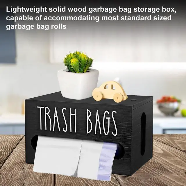 Alt view image 4 of 7 - Wooden Trash Bag Dispenser Organizer with Lid for Kitchen,Under Sink Holder