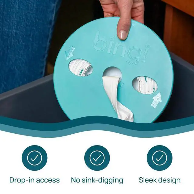Alt view image 4 of 6 - Trash Bag Dispenser Welcome Kit, Refillable Garbage Bag Roll Holder with 21 Tall Kitchen Liners, Compact Storage for 13 Gallon Kitchen Bins, Space-Saving Inside-Bin Storage