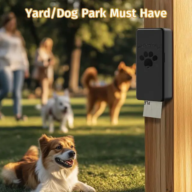 Alt view image 2 of 7 - Dog Poop Bag Dispenser, Wall-Mounted Dog Bag dispenser Outdoor or Indoor for Doggy and Pets, Black Poop Holder for Yard and Park, Included 4 Rolls (60 Bags)