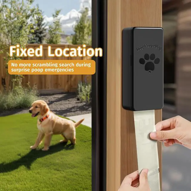 Alt view image 4 of 7 - Dog Poop Bag Dispenser, Wall-Mounted Dog Bag dispenser Outdoor or Indoor for Doggy and Pets, Black Poop Holder for Yard and Park, Included 4 Rolls (60 Bags)