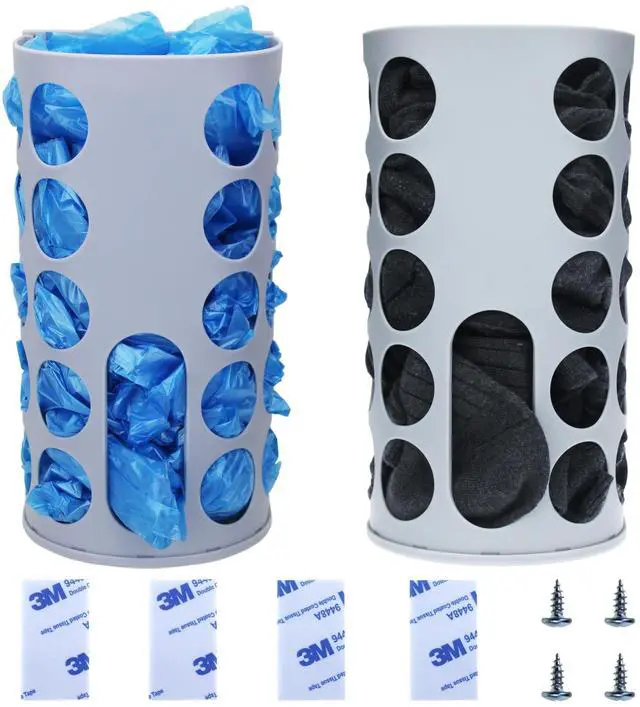 Main image of Wall-Mounted Plastic Bag Holder (2 Pack) - Multi-Use Kitchen Organizer for Grocery Bags, Socks & Underwear | Space-Saving Design with Adhesive & Screws