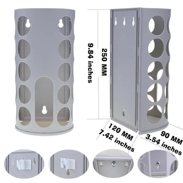 Alt view image 2 of 6 - Wall-Mounted Plastic Bag Holder (2 Pack) - Multi-Use Kitchen Organizer for Grocery Bags, Socks & Underwear | Space-Saving Design with Adhesive & Screws