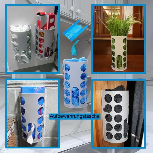Alt view image 4 of 6 - Wall-Mounted Plastic Bag Holder (2 Pack) - Multi-Use Kitchen Organizer for Grocery Bags, Socks & Underwear | Space-Saving Design with Adhesive & Screws
