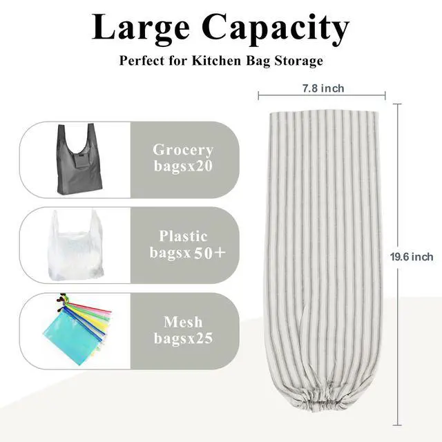 Alt view image 3 of 7 - Plastic Bag Holder, Wall Mount Grocery Bag Organizer for Home Kitchen Pantry Decor (Grey)