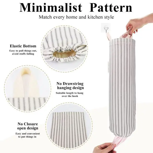 Alt view image 2 of 7 - Plastic Bag Holder, Wall Mount Grocery Bag Organizer for Home Kitchen Pantry Decor (Grey)