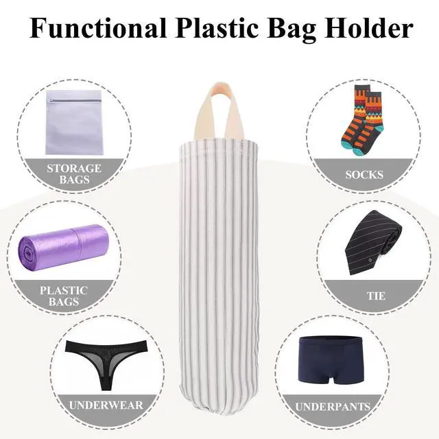 Alt view image 5 of 7 - Plastic Bag Holder, Wall Mount Grocery Bag Organizer for Home Kitchen Pantry Decor (Grey)