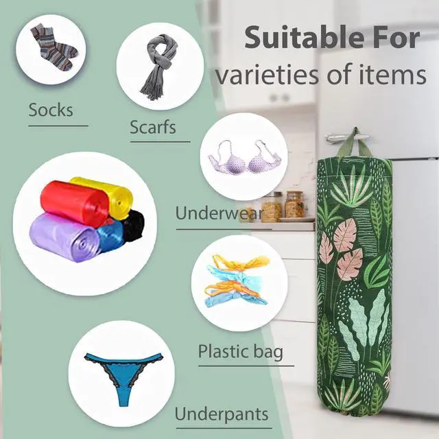 Alt view image 3 of 6 - Plastic Bag Holder, Reusable Grocery Bag Organizer, Wall Mount, 1 Pack, Seaweed