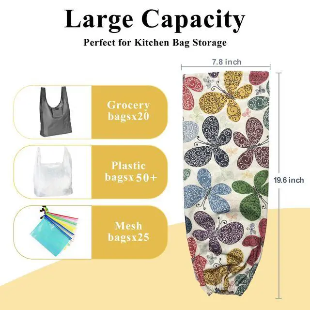 Alt view image 3 of 7 - Plastic Bag Holder, Wall Mount Grocery Bag Organizer Dispenser, Heavy Duty Storage Holder for Home Kitchen Camper
