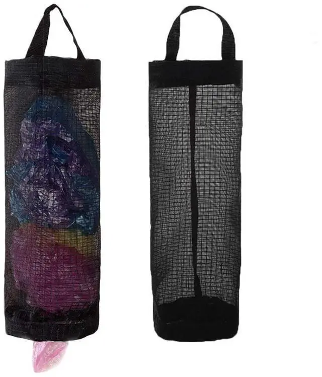 Main image of Plastic Bag Holder, Grocery Bag Holder Mesh Hanging Storage Bag Dispenser (Black 2 Packs)