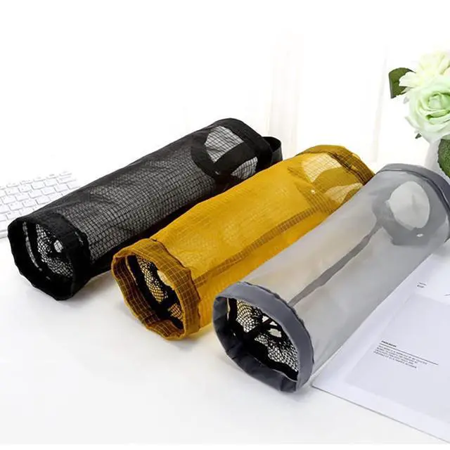 Alt view image 7 of 7 - Plastic Bag Holder, Grocery Bag Holder Mesh Hanging Storage Bag Dispenser (Black 2 Packs)