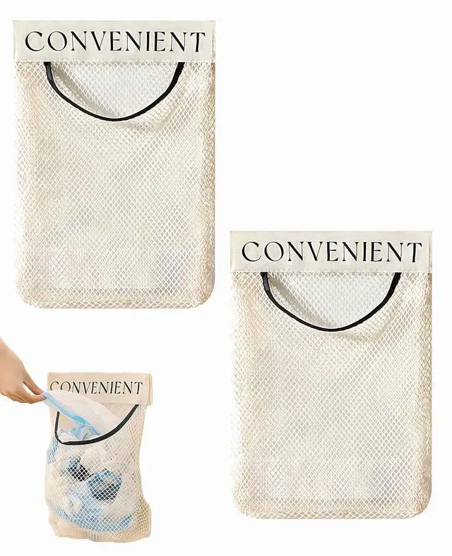 Main image of 2 Pack Grocery Bag Holder for Plastic Bags, Shopping Bag Storage Dispenser under Sink with Sticky Wall Mount