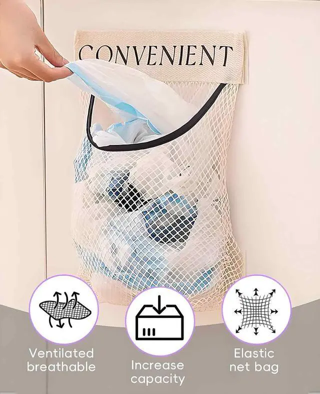 Alt view image 5 of 7 - 2 Pack Grocery Bag Holder for Plastic Bags, Shopping Bag Storage Dispenser under Sink with Sticky Wall Mount