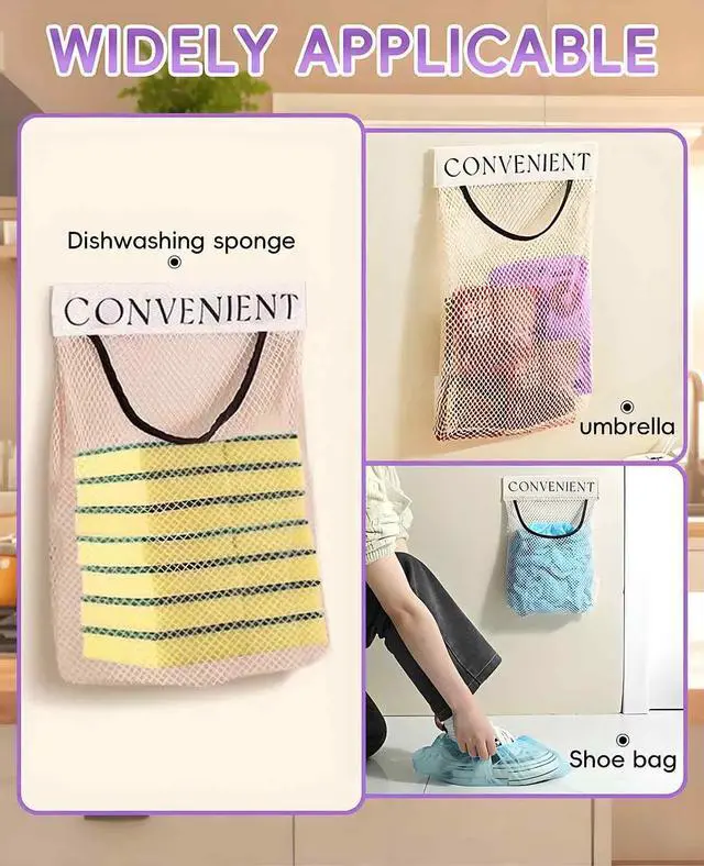 Alt view image 6 of 7 - 2 Pack Grocery Bag Holder for Plastic Bags, Shopping Bag Storage Dispenser under Sink with Sticky Wall Mount