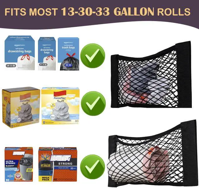 Alt view image 2 of 7 - Extra Large Trash Bag Holder Mesh Storage Net Grocery Bag Organizer Dispenser for Aluminum Foil, Garbage Bag, Plastic Wrap, Shopping Bag Under Sink Cargo Organizers for Home and Wall Mounted