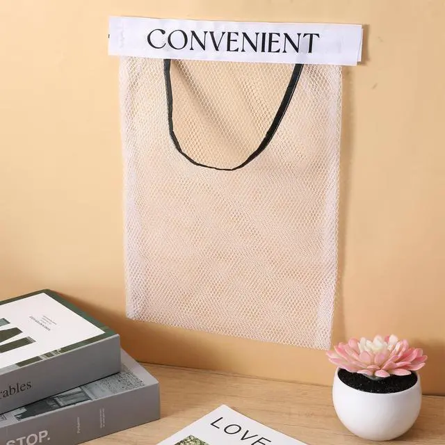 Alt view image 5 of 7 - 3 Pcs Sticky Wall Mount Trash Bag Holder Hanging Mesh Plastic Bag Dispenser Convenient Storage Organizer Foldable Net Container for Home Kitchen Bathroom Grocery Reusable Produce Tote Shopping Garbage