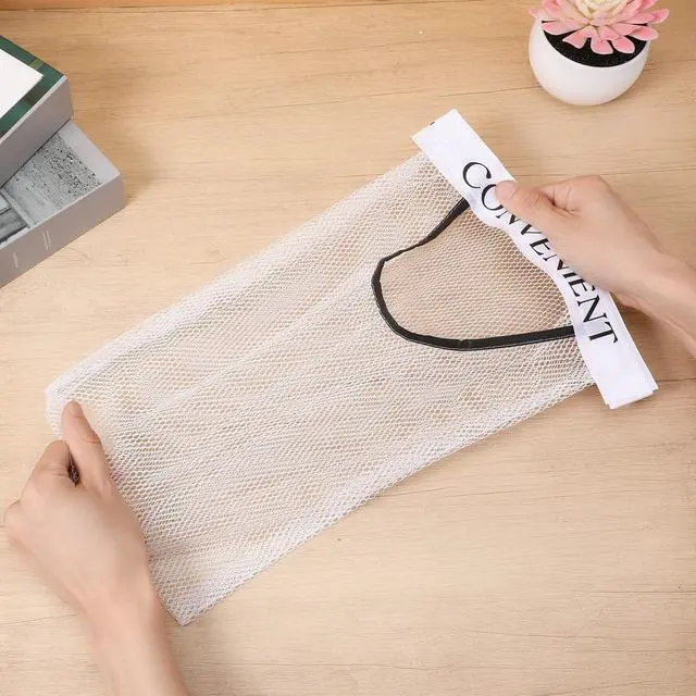 Alt view image 3 of 7 - 3 Pcs Sticky Wall Mount Trash Bag Holder Hanging Mesh Plastic Bag Dispenser Convenient Storage Organizer Foldable Net Container for Home Kitchen Bathroom Grocery Reusable Produce Tote Shopping Garbage