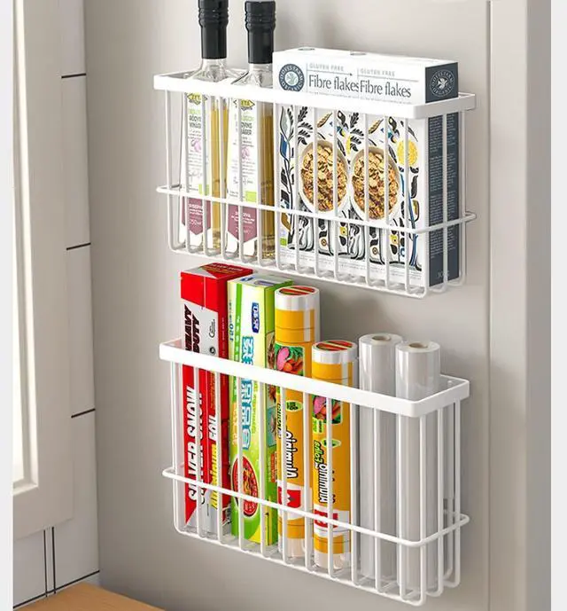 Main image of 2 Piece Kitchen Cabinet Door Storage Box,Self Adhesive Wall Mounted Storage Boxes,Wardrobe/Bathroom/Refrigerator Small Items Organizer Storage Box (White)