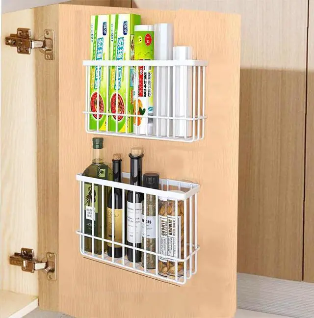 Alt view image 2 of 6 - 2 Piece Kitchen Cabinet Door Storage Box,Self Adhesive Wall Mounted Storage Boxes,Wardrobe/Bathroom/Refrigerator Small Items Organizer Storage Box (White)