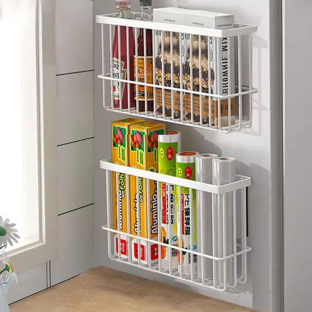 Alt view image 3 of 6 - 2 Piece Kitchen Cabinet Door Storage Box,Self Adhesive Wall Mounted Storage Boxes,Wardrobe/Bathroom/Refrigerator Small Items Organizer Storage Box (White)