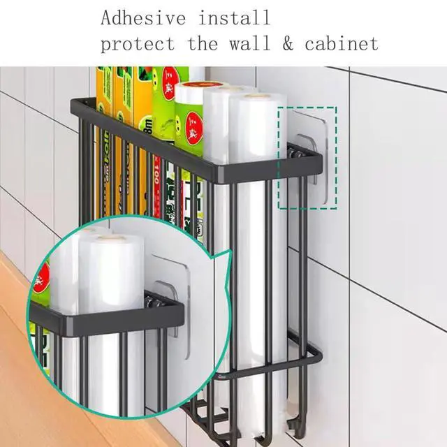 Alt view image 5 of 7 - 2 Piece Kitchen Cabinet Door Storage Box,Self Adhesive Wall Mounted Storage Boxes,Wardrobe/Bathroom/Refrigerator Small Items Organizer Storage Box (Black)