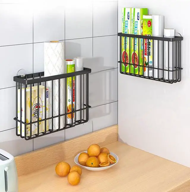 Alt view image 4 of 7 - 2 Piece Kitchen Cabinet Door Storage Box,Self Adhesive Wall Mounted Storage Boxes,Wardrobe/Bathroom/Refrigerator Small Items Organizer Storage Box (Black)