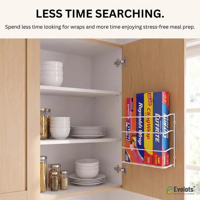 Alt view image 3 of 6 - Kitchen Wrap & Food Bag Organizer Basket, Wall or Cabinet Door Mount, 1-Pack - White