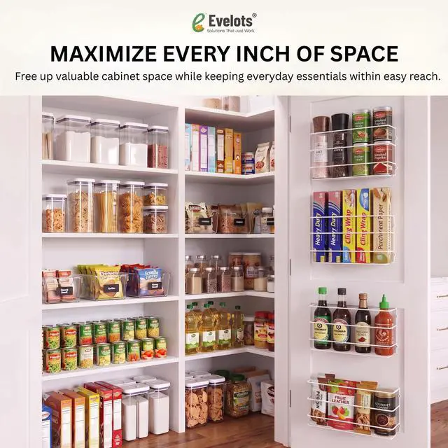 Alt view image 6 of 6 - Kitchen Wrap & Food Bag Organizer Basket, Wall or Cabinet Door Mount, 1-Pack - White