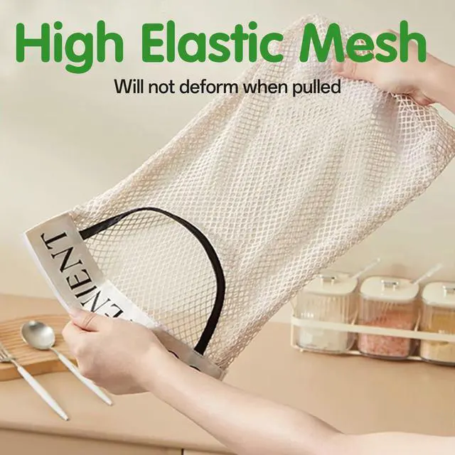 Alt view image 4 of 7 - 2Pcs Sticky Wall Mount Trash Bag Holder Dispenser - Under Sink & Cabinet Door Adhesive Organizer for Kitchen, Bathroom, Car, Laundry - Reusable Mesh Storage Bags JREEPEE