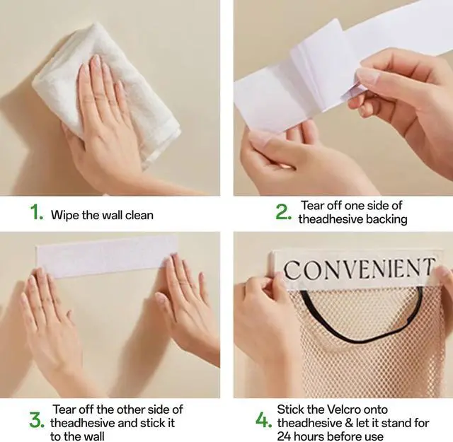 Alt view image 3 of 7 - 2Pcs Sticky Wall Mount Trash Bag Holder Dispenser - Under Sink & Cabinet Door Adhesive Organizer for Kitchen, Bathroom, Car, Laundry - Reusable Mesh Storage Bags JREEPEE