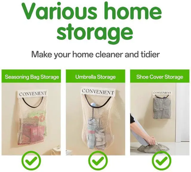 Alt view image 5 of 7 - 2Pcs Sticky Wall Mount Trash Bag Holder Dispenser - Under Sink & Cabinet Door Adhesive Organizer for Kitchen, Bathroom, Car, Laundry - Reusable Mesh Storage Bags JREEPEE