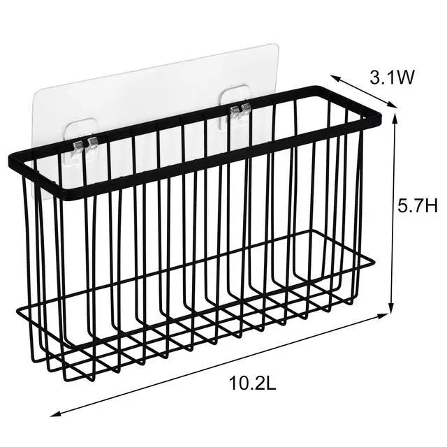 Alt view image 2 of 5 - Wall Door Adhesive Kitchen Wrap Organizer Rack, No Drilling, Black