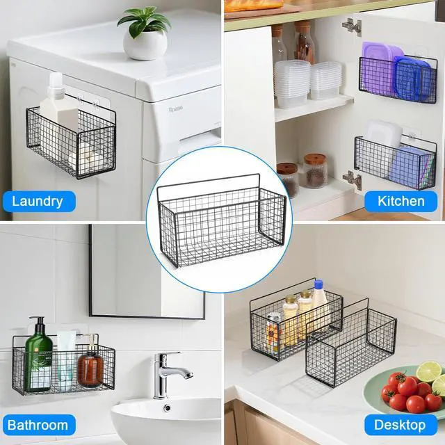Alt view image 6 of 7 - 2 Pack Large Adhesive Kitchen Cabinet Door Organizer - Lid Organizer Inside Cabinet Wall Mounted Pantry Door Caddy for Kitchen Containers Lid Kitchen Under Sink Basket