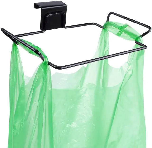 Main image of Large Stainless Steel Trash Bag Holder for Kitchen Cabinets Doors and Cupboards, Black