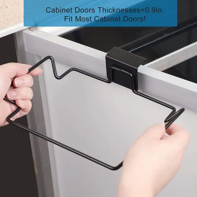 Alt view image 3 of 7 - Large Stainless Steel Trash Bag Holder for Kitchen Cabinets Doors and Cupboards, Black