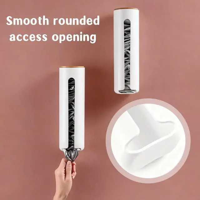 Alt view image 5 of 7 - Grocery Bag Holder Wall for Plastic Bag,Mounted with Wood Lid - Plastic Bag Holder with Suction Cup for Kitchen