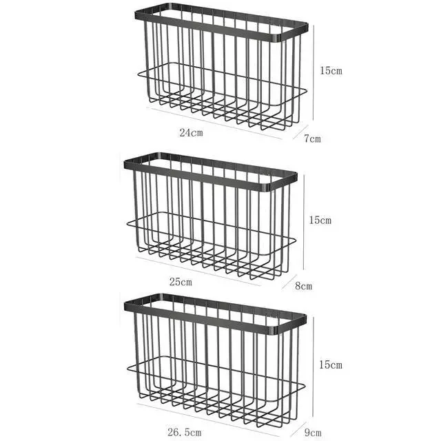 Alt view image 2 of 5 - 3 Piece Kitchen Cabinet Door Storage Box,Self Adhesive Wall Mounted Storage Boxes,Wardrobe/Bathroom/Refrigerator Small Items Organizer Storage Box (Black3)