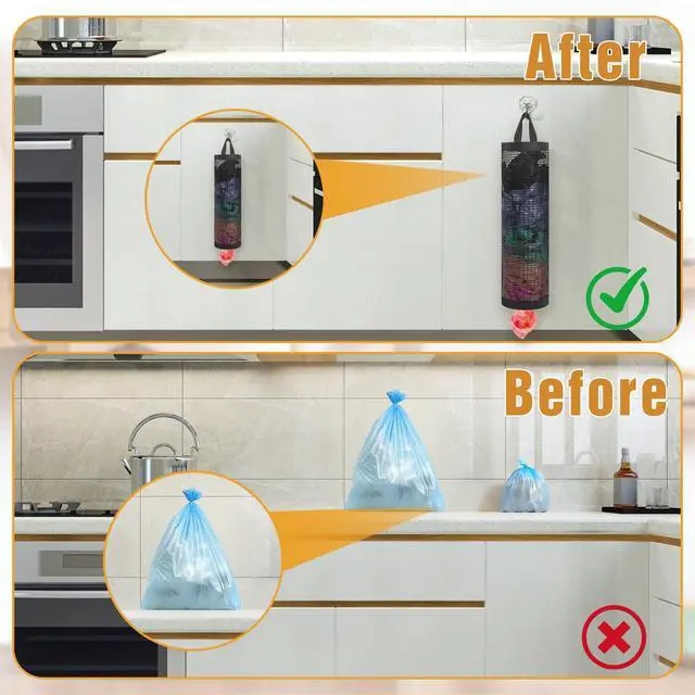 Alt view image 4 of 7 - 2 PCS Grocery Bag Holder, Mesh Grocery Plastic Bag Dispenser