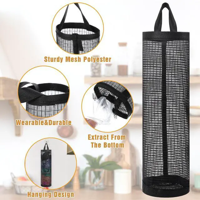 Alt view image 3 of 7 - 2 PCS Grocery Bag Holder, Mesh Grocery Plastic Bag Dispenser
