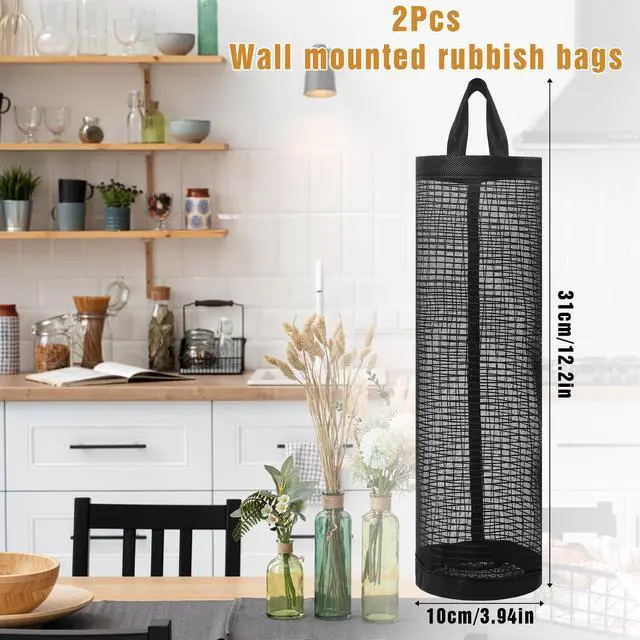 Alt view image 2 of 7 - 2 PCS Grocery Bag Holder, Mesh Grocery Plastic Bag Dispenser