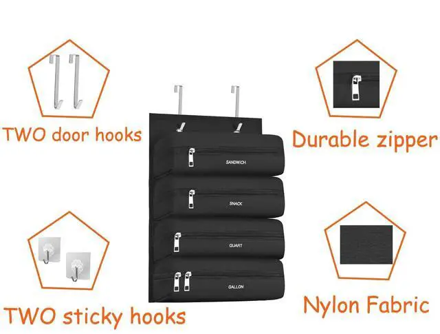Alt view image 2 of 6 - Zipper Bag Organizer Compatible with Gallon, Quart, Sandwich & Snack Food Storage Bag, Kitchen Plastic Bag Storage Organizer for Kitchen RV Camper (Black)